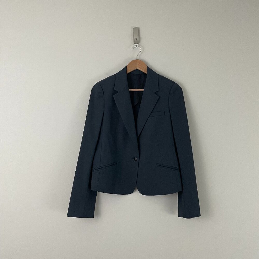 Alexander Wang Navy Cotton Blend Single Breasted Blazer Size 2